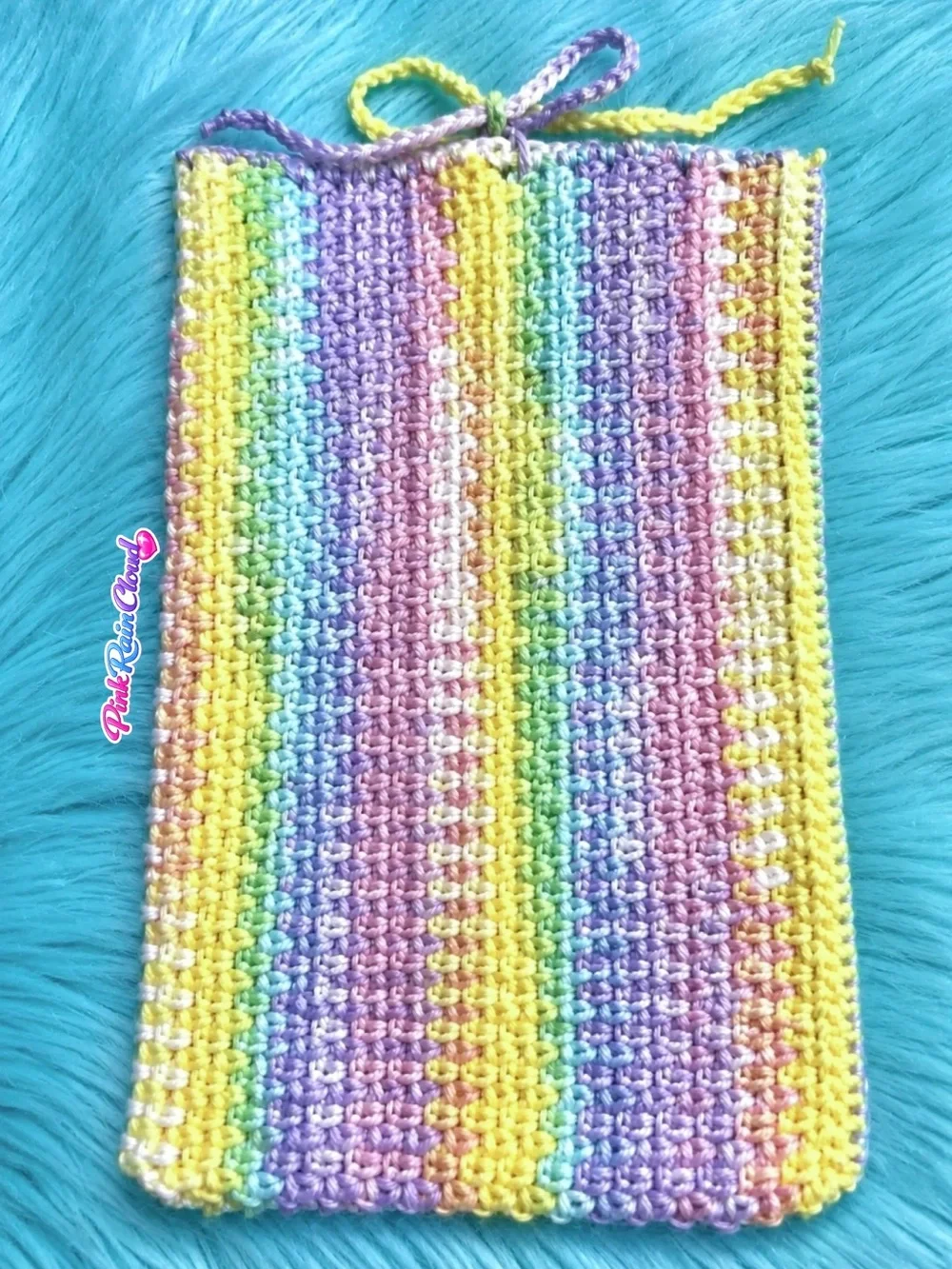 PinkRainCloud Handmade Pastel Crochet Book Pouch Sleeve Pouch Soft Textured